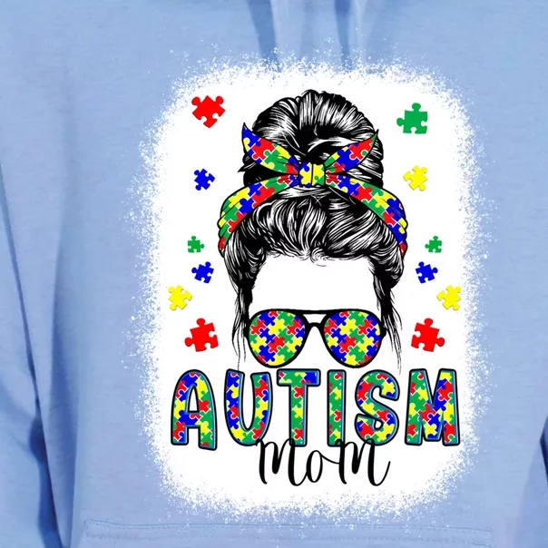 Autism Awareness Mom Life Messy Bun Bleached Mother’s Day Gift Unisex Surf Hoodie