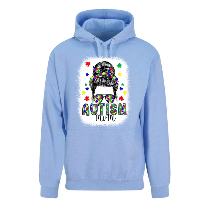 Autism Awareness Mom Life Messy Bun Bleached Mother’s Day Gift Unisex Surf Hoodie