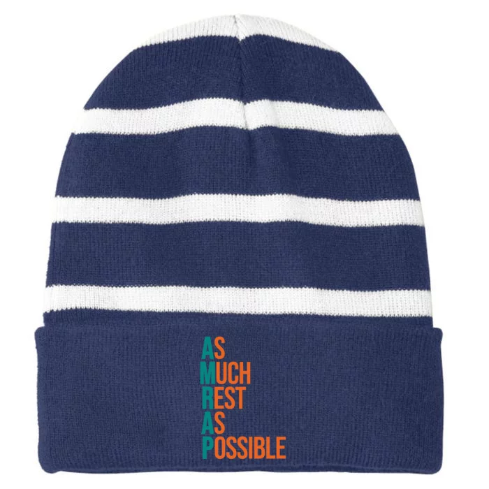 AMRAP As Much Rest As Possible Funny Striped Beanie with Solid Band