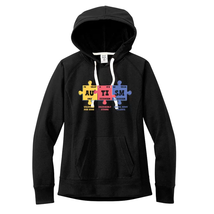 Autism Awareness Month Elets Periodic Table Design Cute Gift Women's Fleece Hoodie