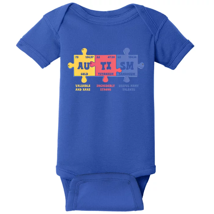 Autism Awareness Month Elets Periodic Table Design Cute Gift Baby Bodysuit