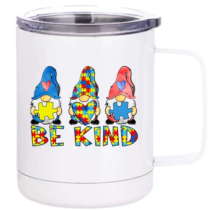 Autism Awareness Month April Autistic Acceptance Be Kind Luv Great Gift Front & Back 12oz Stainless Steel Tumbler Cup