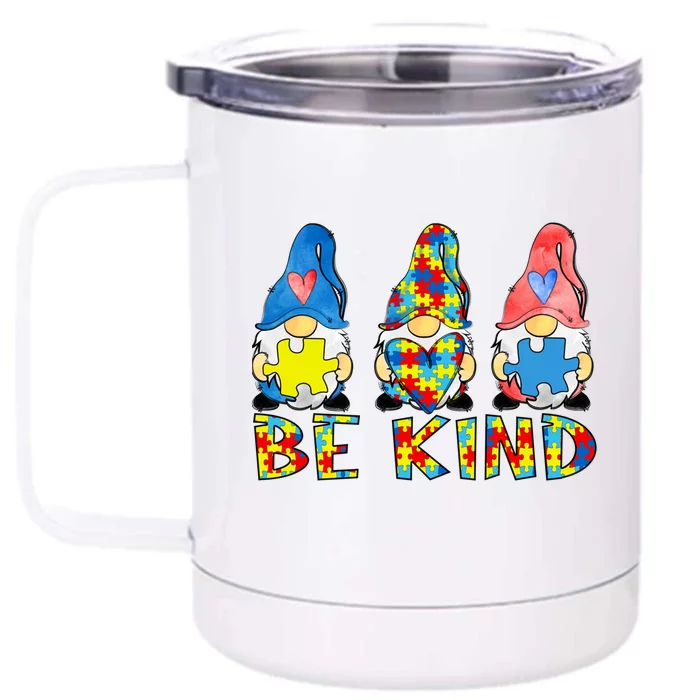 Autism Awareness Month April Autistic Acceptance Be Kind Luv Great Gift Front & Back 12oz Stainless Steel Tumbler Cup