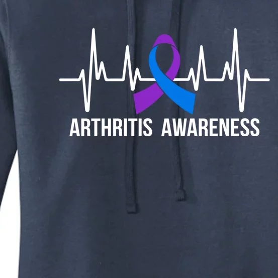 Arthritis Awareness Month Purple And Blue Ribbon Heartbeat Great Gift Women's Pullover Hoodie