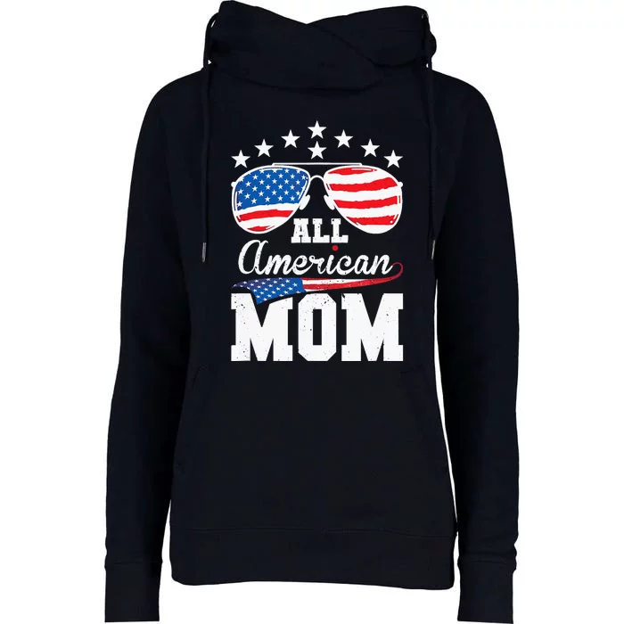 All American Mom 4th of July Matching Family Womens Funnel Neck Pullover Hood