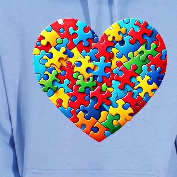 Autism Awareness Month Heart Shaped Puzzle Pieces Gift Unisex Surf Hoodie