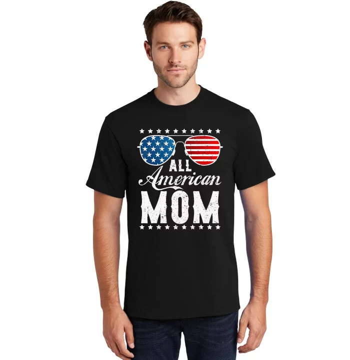 All American Mom USA Flag 4th of July Matching Sunglasses Tall T-Shirt