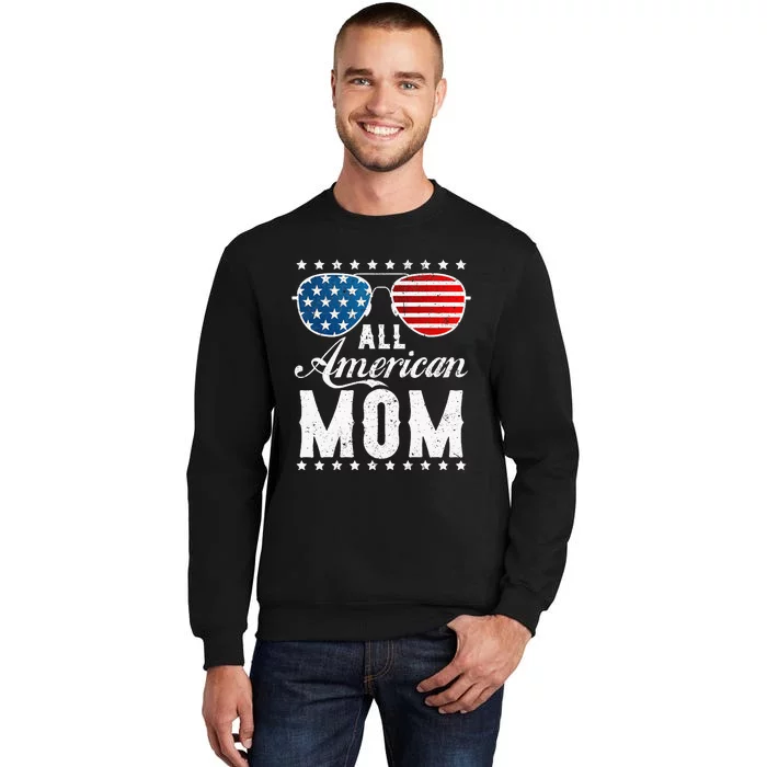 All American Mom USA Flag 4th of July Matching Sunglasses Tall Sweatshirt