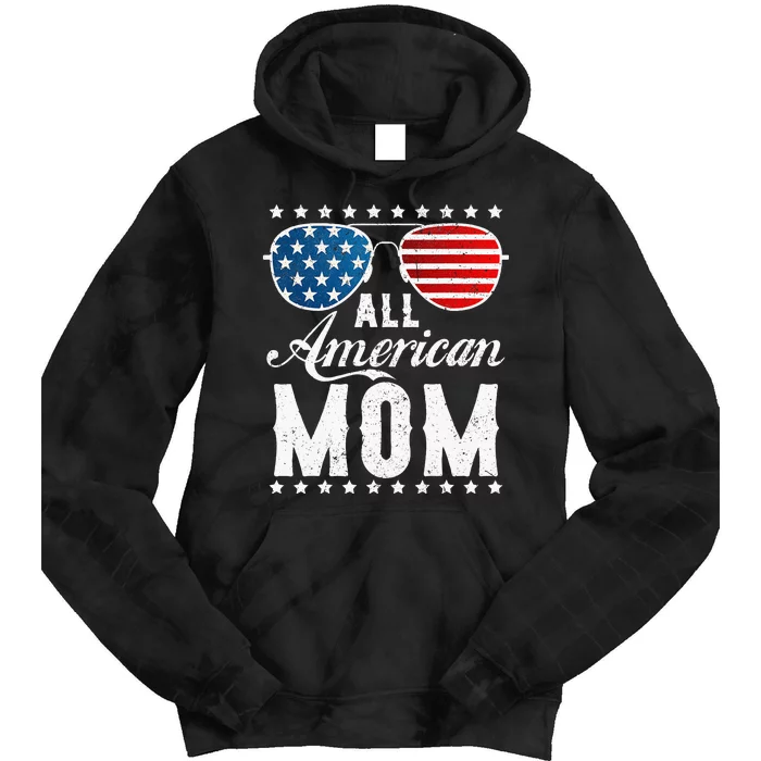 All American Mom USA Flag 4th of July Matching Sunglasses Tie Dye Hoodie