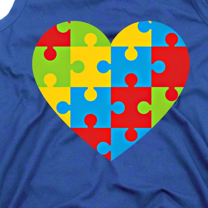 Autism Awareness Month ValentineS Day Puzzle Piece Heart Cute Gift Tank Top