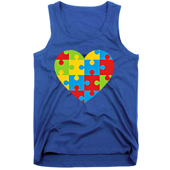 Autism Awareness Month ValentineS Day Puzzle Piece Heart Cute Gift Tank Top