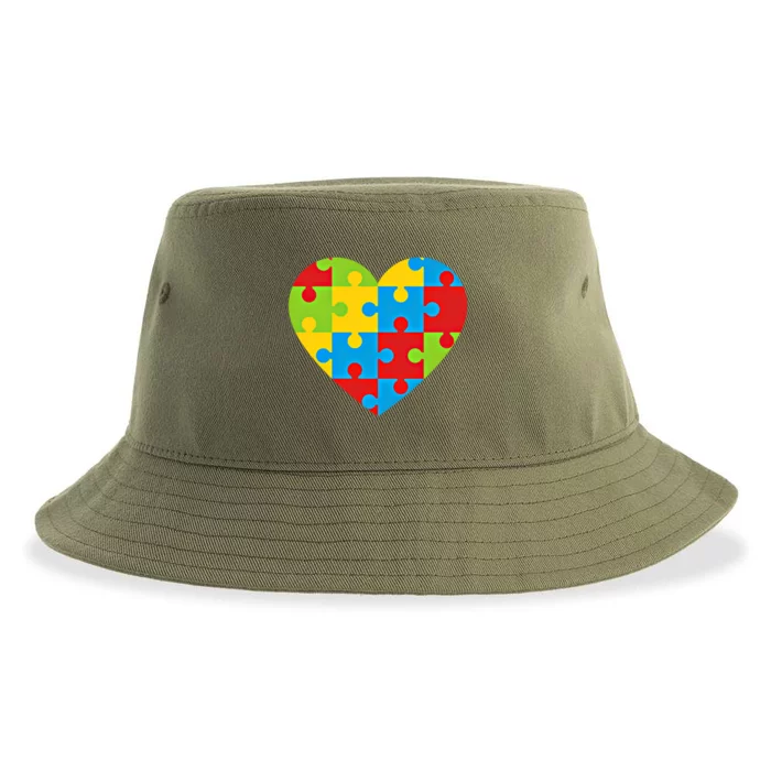 Autism Awareness Month ValentineS Day Puzzle Piece Heart Cute Gift Sustainable Bucket Hat