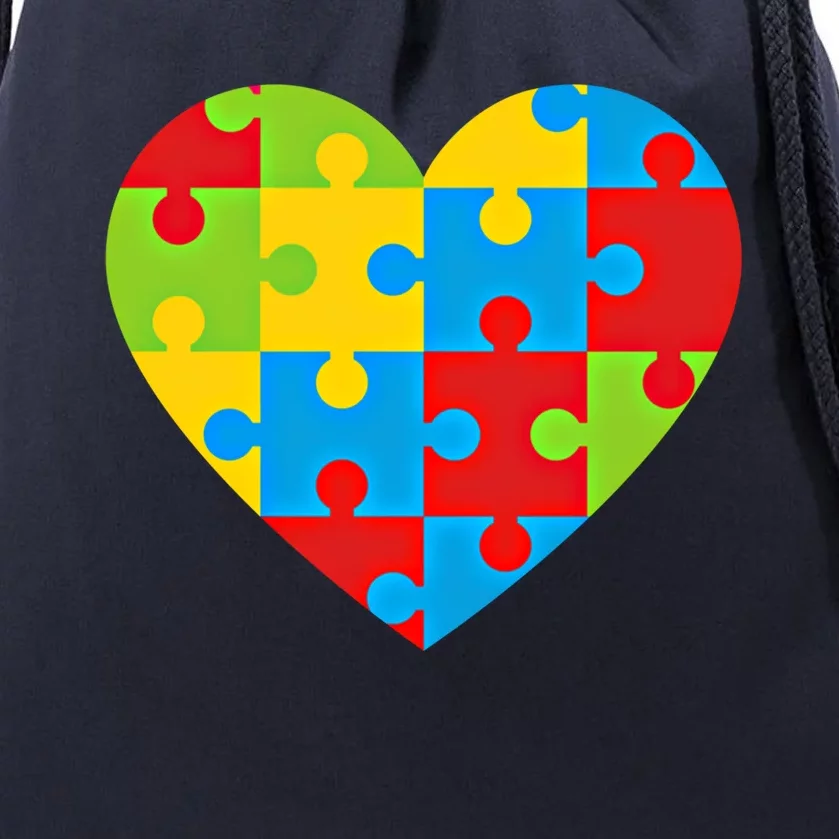 Autism Awareness Month ValentineS Day Puzzle Piece Heart Cute Gift Drawstring Bag