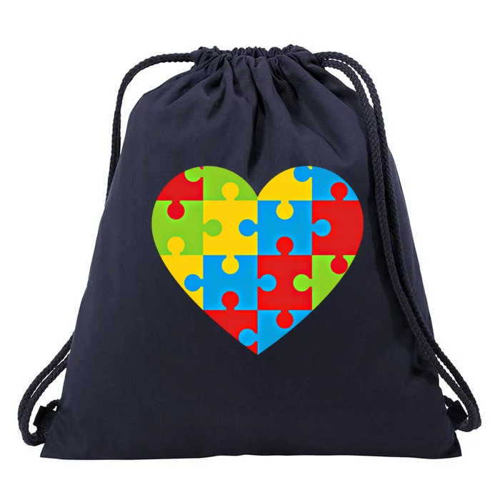 Autism Awareness Month ValentineS Day Puzzle Piece Heart Cute Gift Drawstring Bag