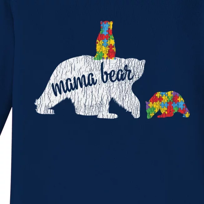 Autism Awareness Mama Bear Autistic Awareness Mom Gift Baby Long Sleeve Bodysuit