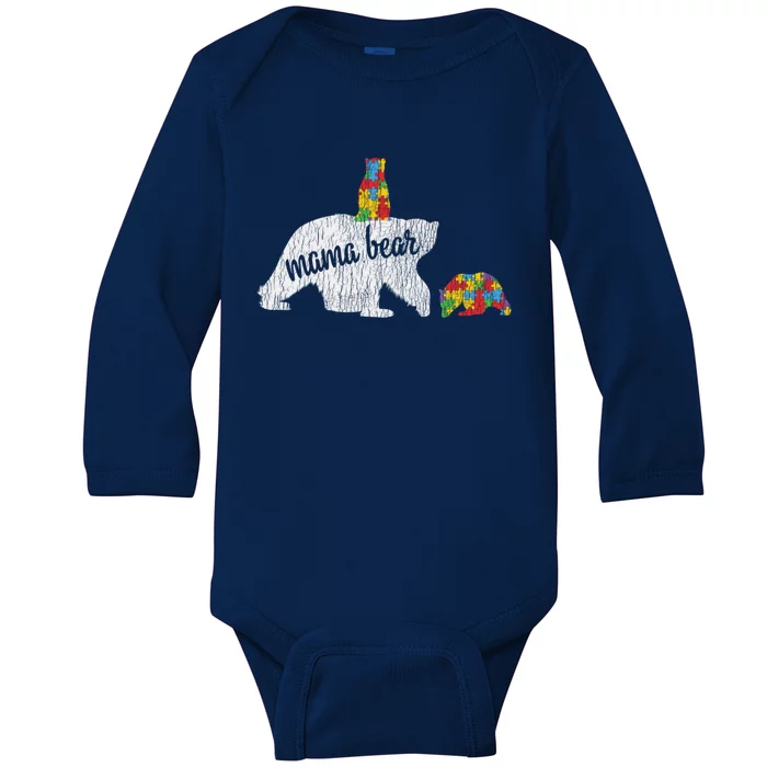 Autism Awareness Mama Bear Autistic Awareness Mom Gift Baby Long Sleeve Bodysuit