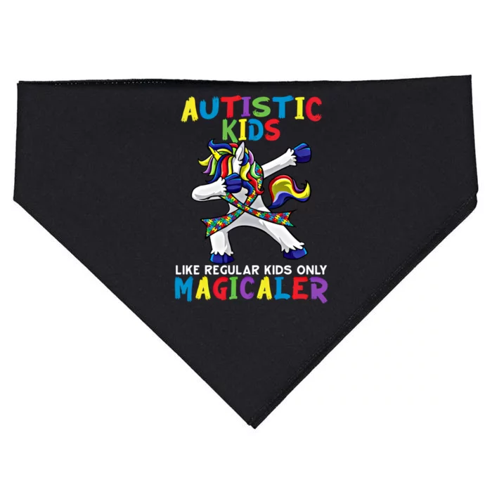 Autistic Are Magical Unicorn Autism Awareness Ribbon Gift USA-Made Doggie Bandana