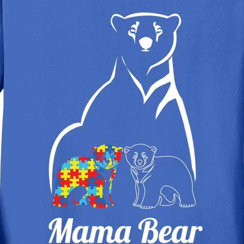 Autism Awareness Mama Bear Mom Autistic Gift Kids Long Sleeve Shirt