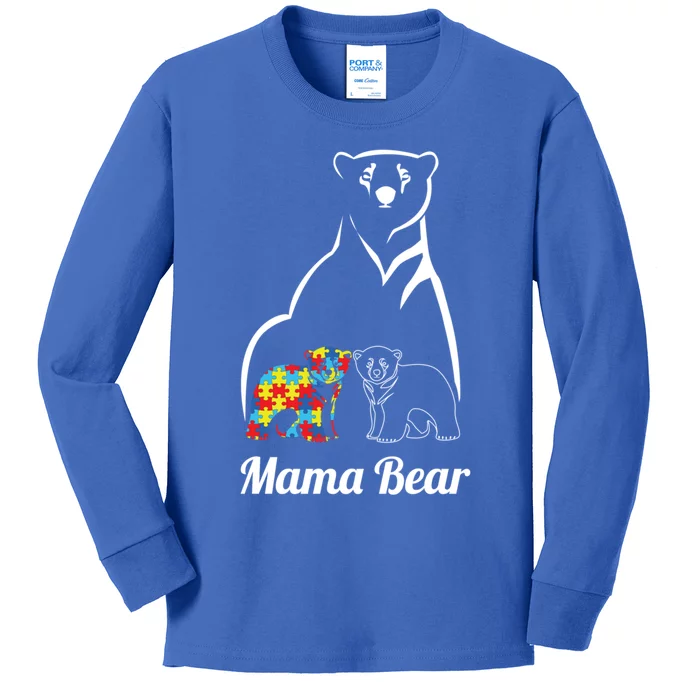 Autism Awareness Mama Bear Mom Autistic Gift Kids Long Sleeve Shirt