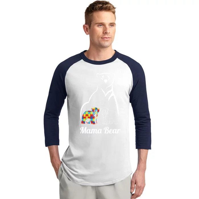 Autism Awareness Mama Bear Mom Autistic Gift Baseball Sleeve Shirt