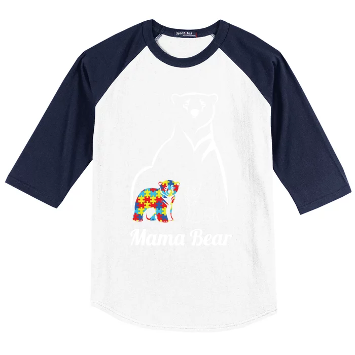 Autism Awareness Mama Bear Mom Autistic Gift Baseball Sleeve Shirt