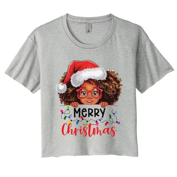 African American Merry Christmas African Black Women Women's Crop Top Tee