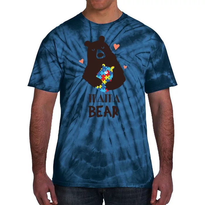 Autism Awareness Mama Bear Mom Gift Tie-Dye T-Shirt