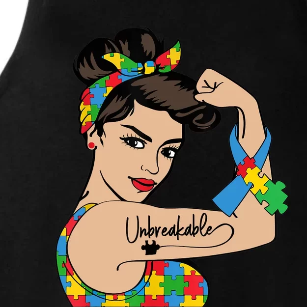 Autism Awareness Mother Mom Unbreakable Strong Woman Power Ladies Tri-Blend Wicking Tank