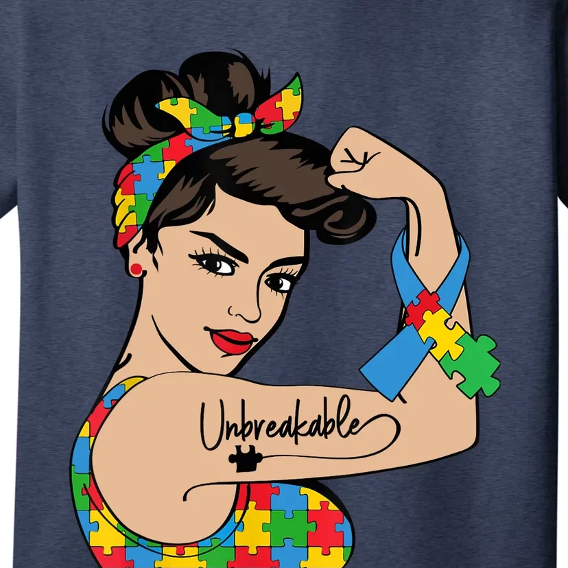 Autism Awareness Mother Mom Unbreakable Strong Woman Power T-Shirt