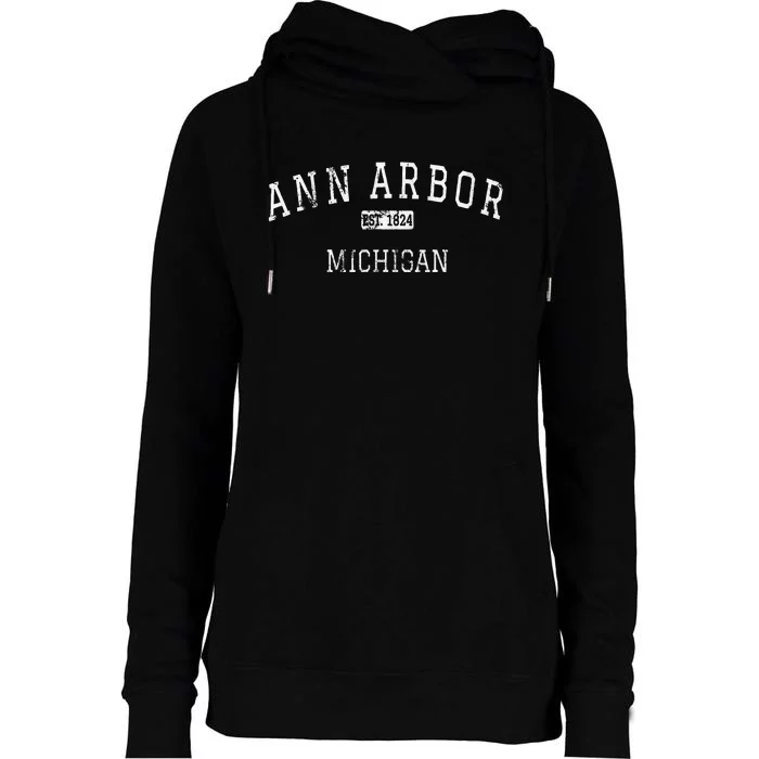 Ann Arbor Michigan Mi Vintage Womens Funnel Neck Pullover Hood