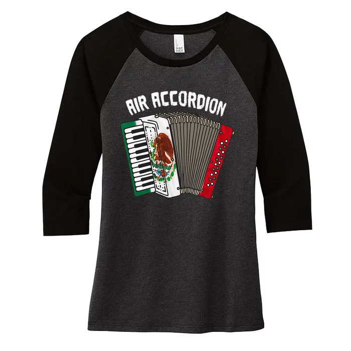 Air Accordion Mexican Flag Cinco de Mayo Women's Tri-Blend 3/4-Sleeve Raglan Shirt