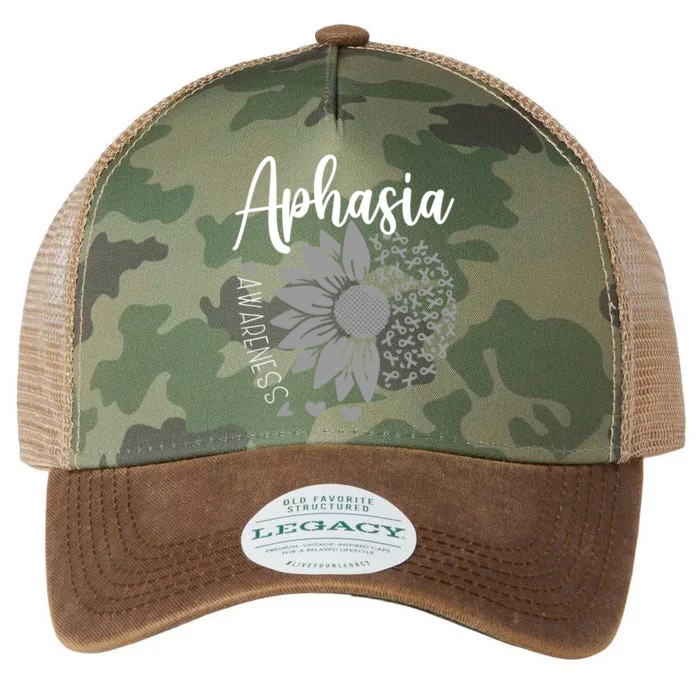 Aphasia Awareness Month Sunflower Grey Ribbon Legacy Tie Dye Trucker Hat