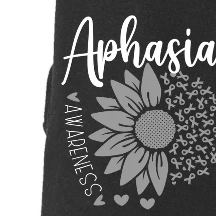 Aphasia Awareness Month Sunflower Grey Ribbon Doggie 3-End Fleece Hoodie