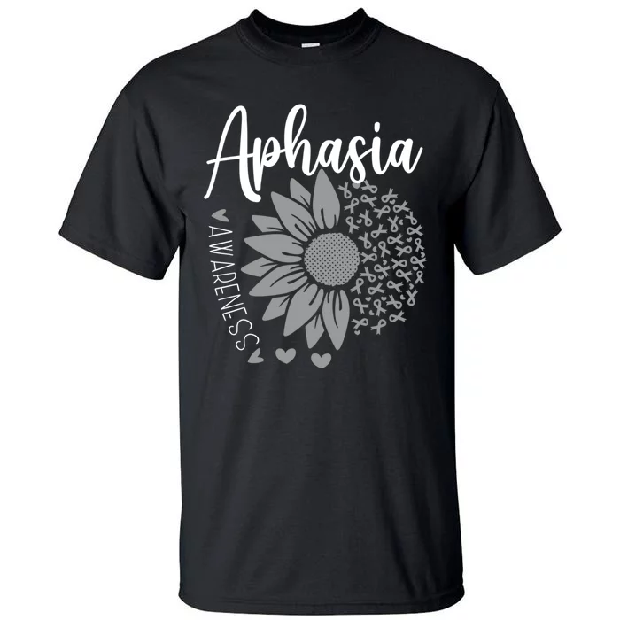 Aphasia Awareness Month Sunflower Grey Ribbon Tall T-Shirt