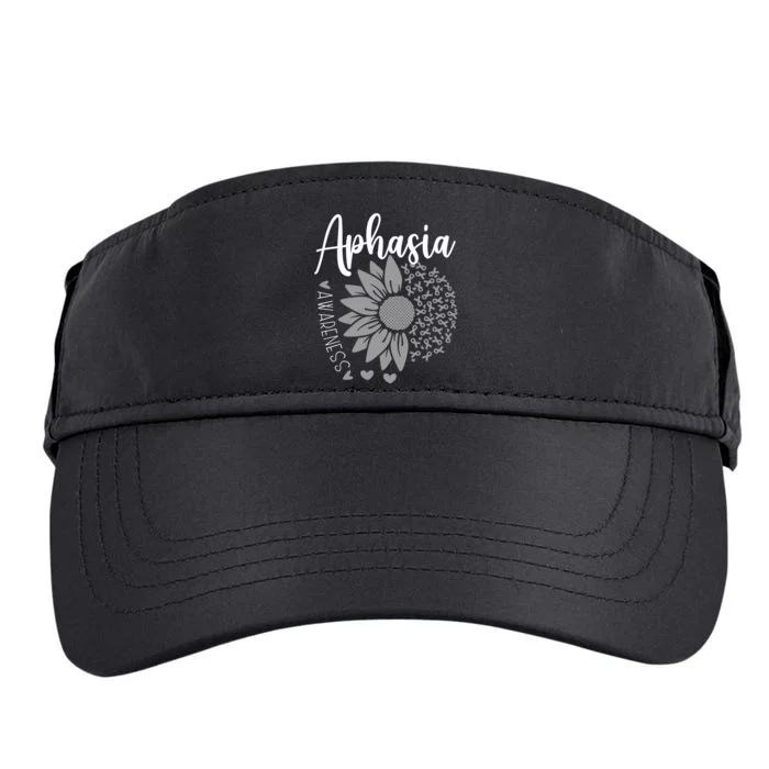 Aphasia Awareness Month Sunflower Grey Ribbon Adult Drive Performance Visor