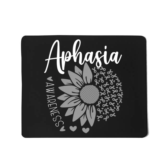 Aphasia Awareness Month Sunflower Grey Ribbon Mousepad