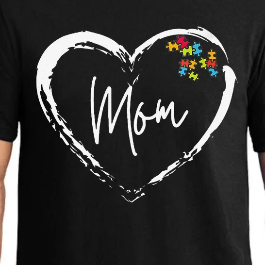 Autism Awareness Mom Love With Heart & Puzzle Pcs Pajama Set