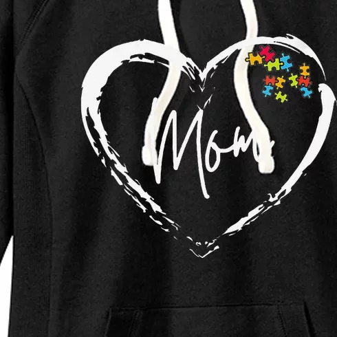 Autism Awareness Mom Love With Heart & Puzzle Pcs Women's Fleece Hoodie