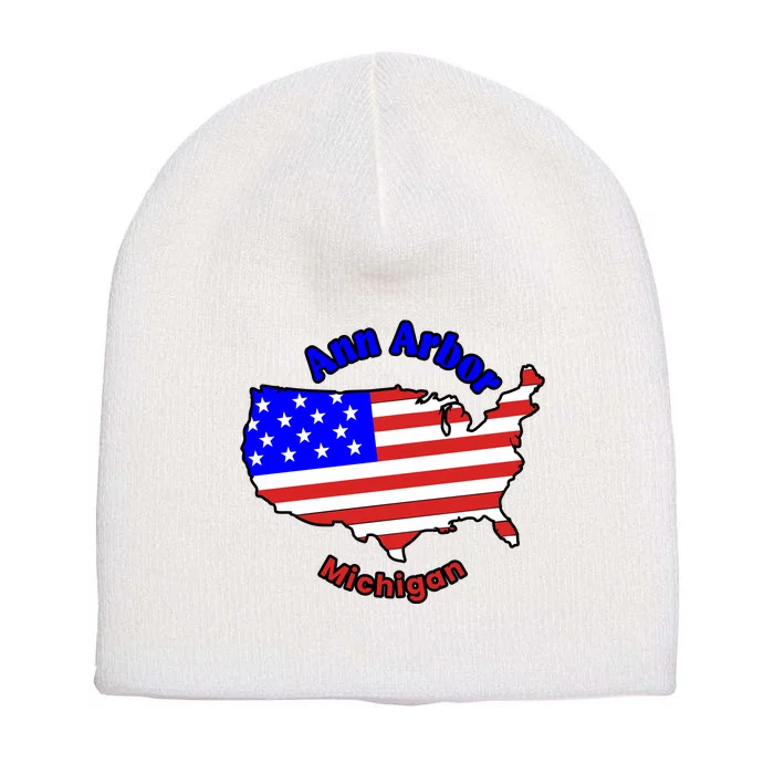 Ann Arbor Michigan Short Acrylic Beanie