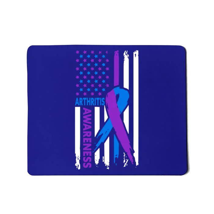 Arthritis Awareness Month Purple And Blue Ribbon American Flag Funny Gift Mousepad