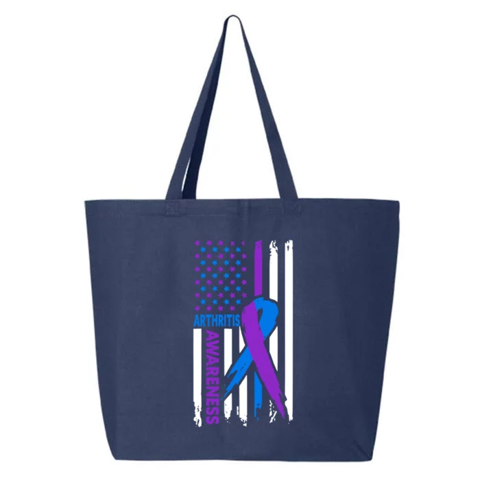 Arthritis Awareness Month Purple And Blue Ribbon American Flag Funny Gift 25L Jumbo Tote