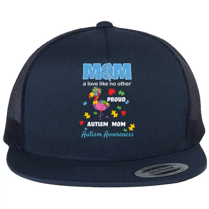 Autism Awareness Mom Mother Love Proud Autism Mama Flamingo Great Gift Flat Bill Trucker Hat