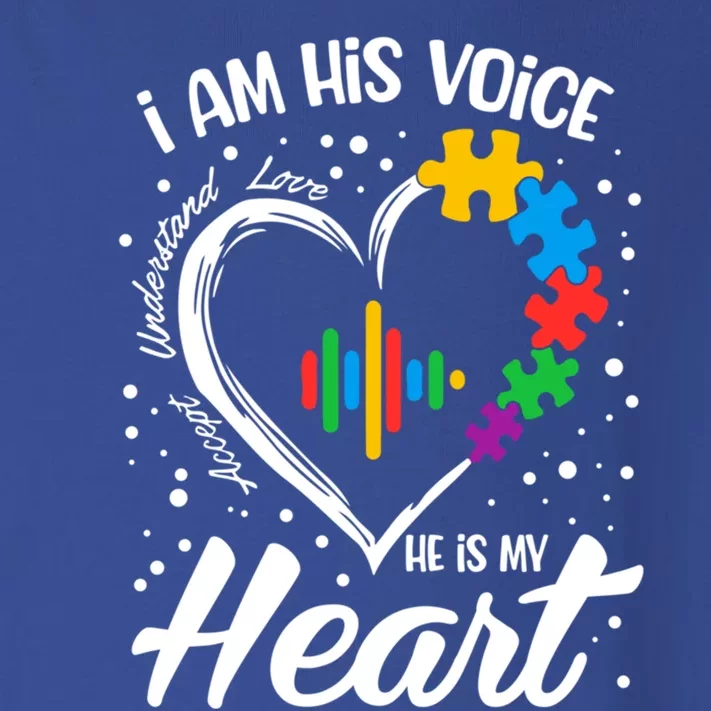 Autism Awareness Mom Gift I Am His Voice He Is My Heart Gift Toddler Long Sleeve Shirt