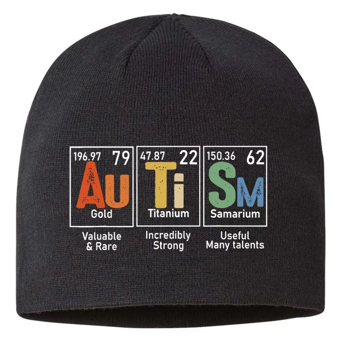 Autism Awareness Month Periodic Table Elements 8 1/2in Sustainable Knit Beanie