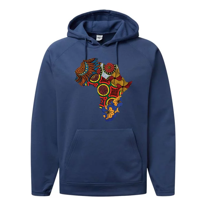 Ankara African Map By Berts Great Gift Performance Fleece Hoodie