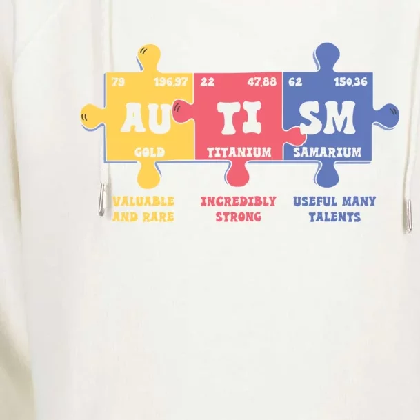 Autism Awareness Month Elets Periodic Table Design Funny Gift Womens Funnel Neck Pullover Hood