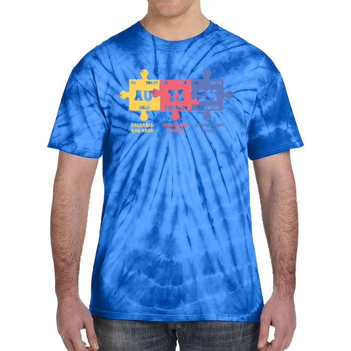 Autism Awareness Month Elets Periodic Table Design Funny Gift Tie-Dye T-Shirt