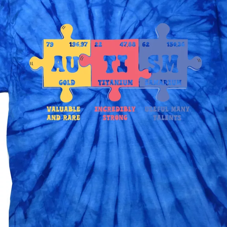 Autism Awareness Month Elets Periodic Table Design Funny Gift Tie-Dye T-Shirt