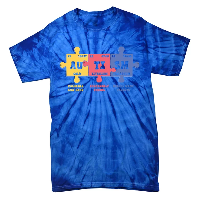 Autism Awareness Month Elets Periodic Table Design Funny Gift Tie-Dye T-Shirt