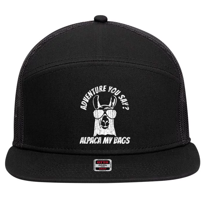 Adventure Alpaca My Bags 7 Panel Mesh Trucker Snapback Hat